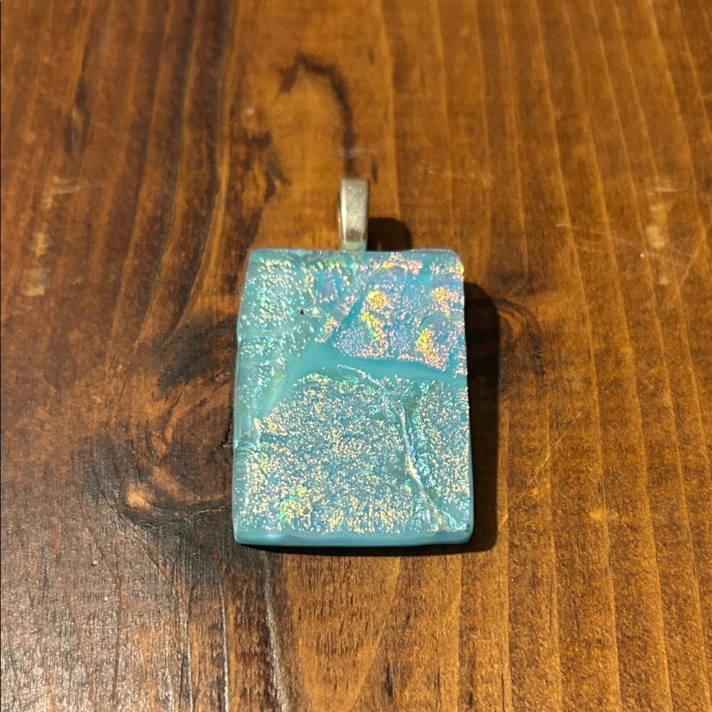 Iridescent Dichroic Glass Polished Blue Pendant